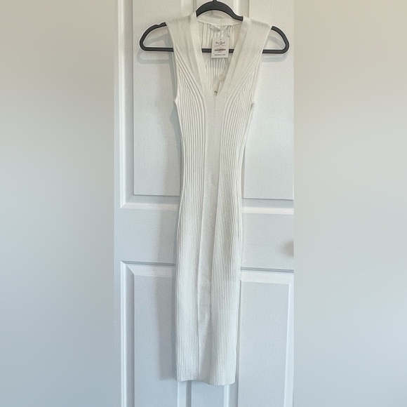 NWT Helmut Lang White Ribbed Knitted Sleeveless White Dress Size Small - Picture 8 of 12